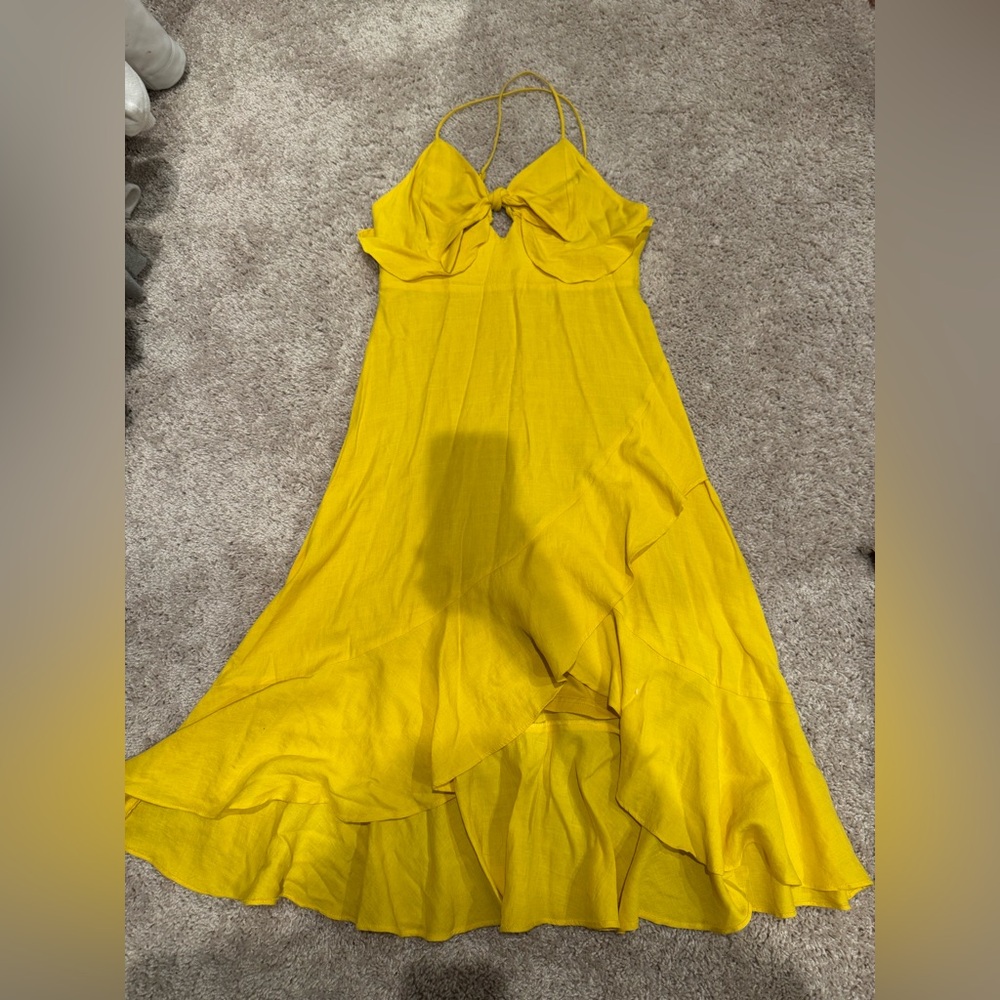 Vestique High Low Yellow Dress